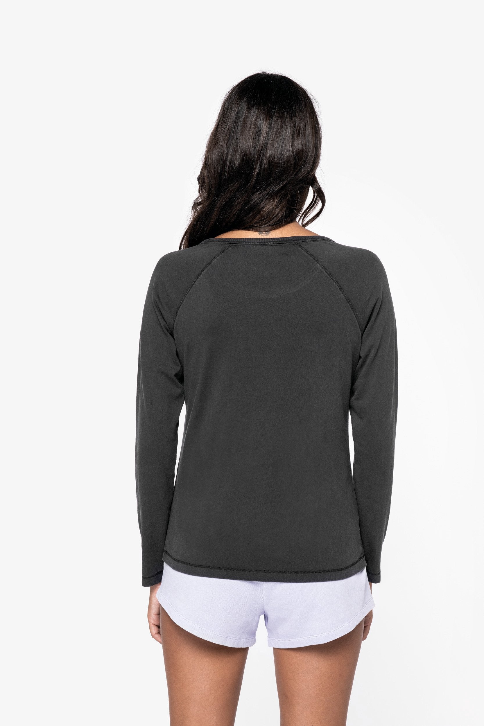 Organic Raglan Long Sleeve Washed T-Shirt: Womens