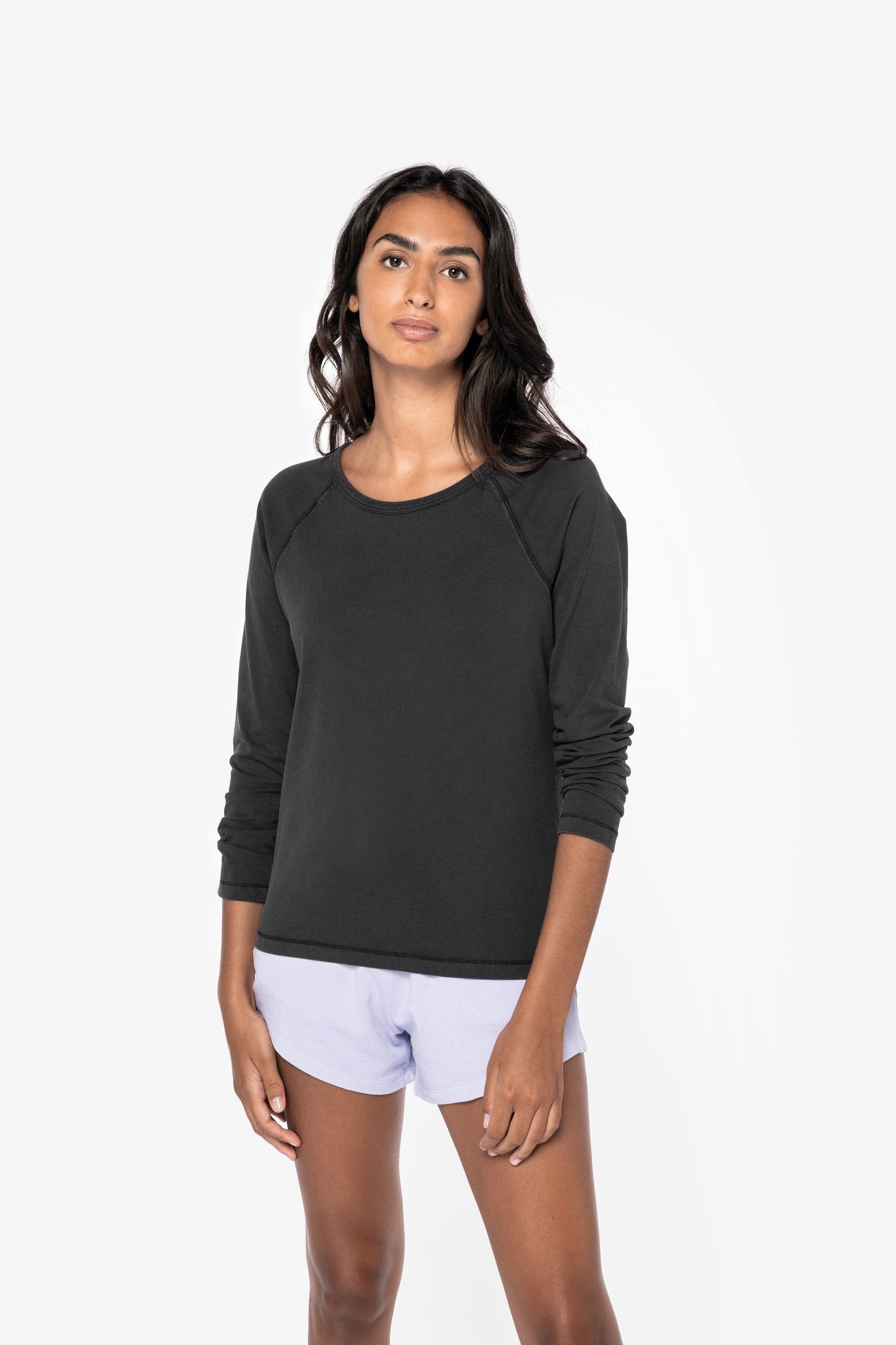 Organic Raglan Long Sleeve Washed T-Shirt: Womens