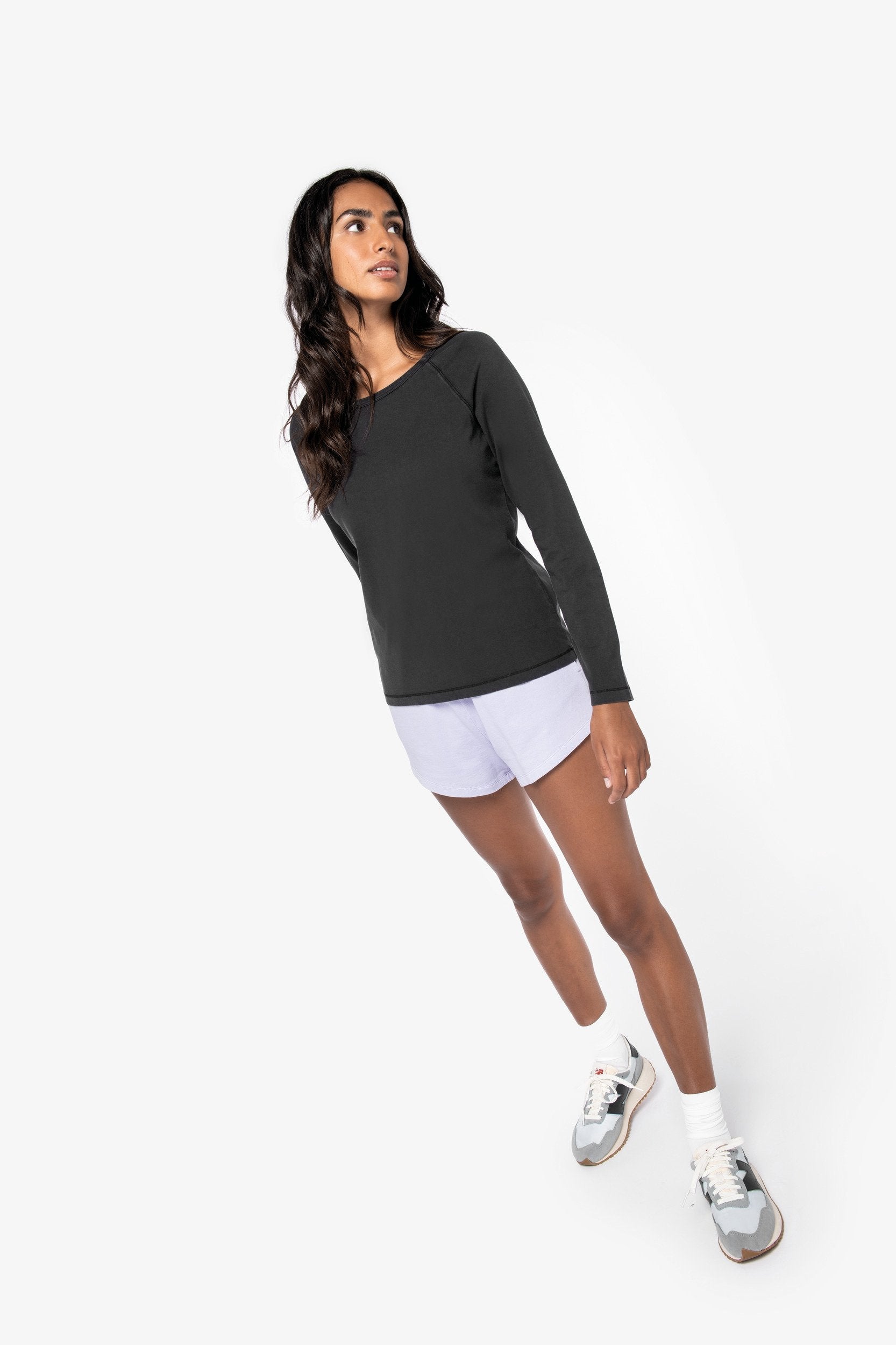 Organic Raglan Long Sleeve Washed T-Shirt: Womens