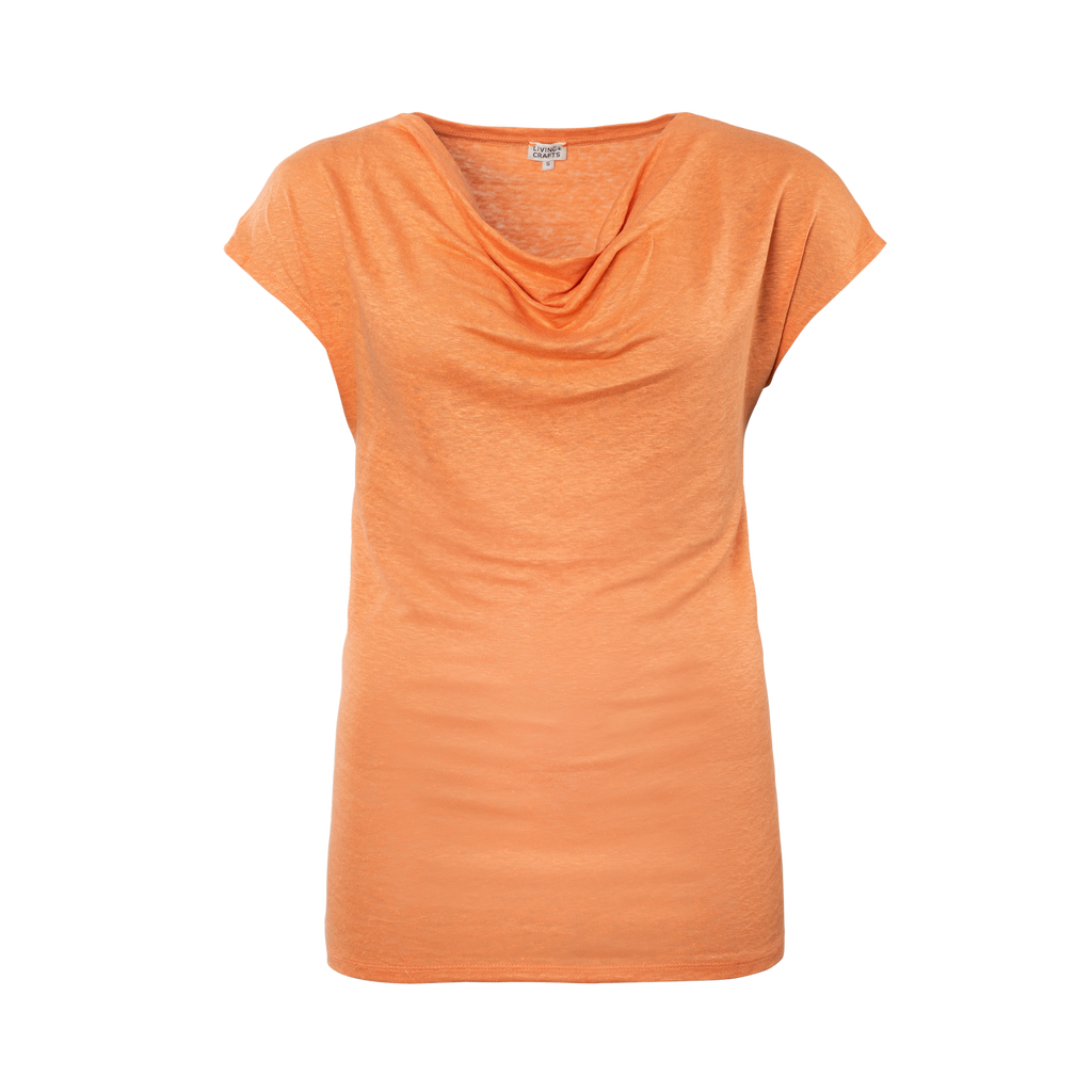 Linen Cowl Neck T-shirt: Womens