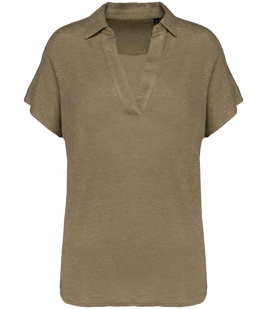 Linen Polo Shirt: Womens