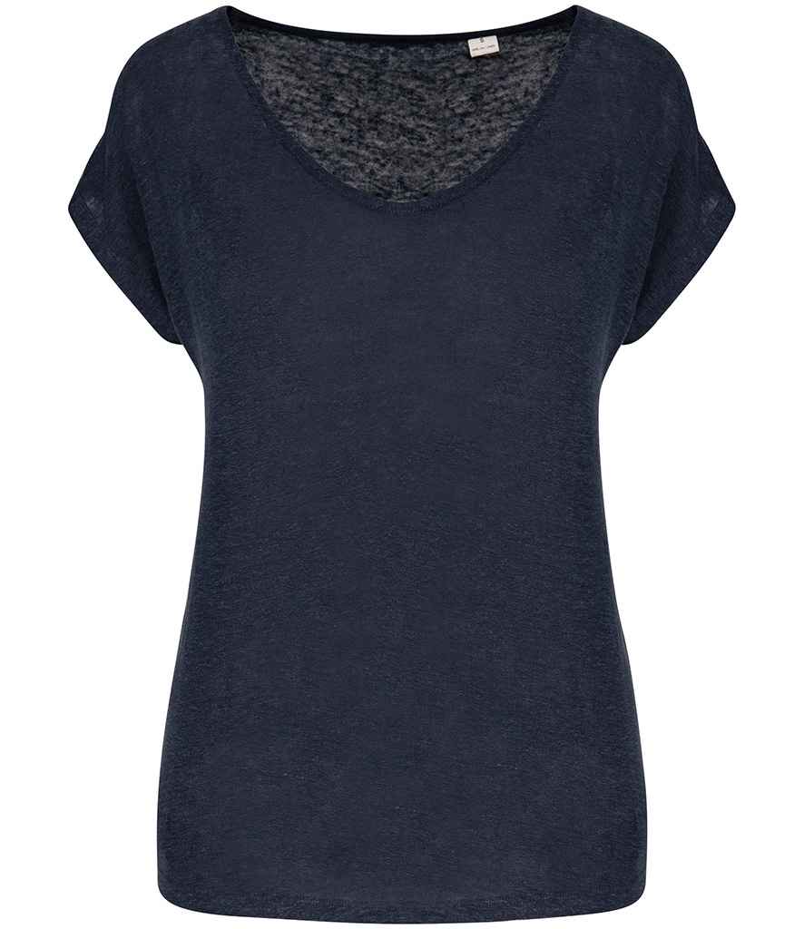 Linen V Neck T-Shirt: Womens