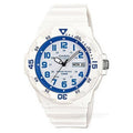 Casio Mens Day Date Blue Dial & White Rubber Strap Watch - MRW-200HC-7B2VDF