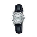 Casio Women's Silver Dial Black Leather Strap Watch -  LTP-V001L-7BUDF