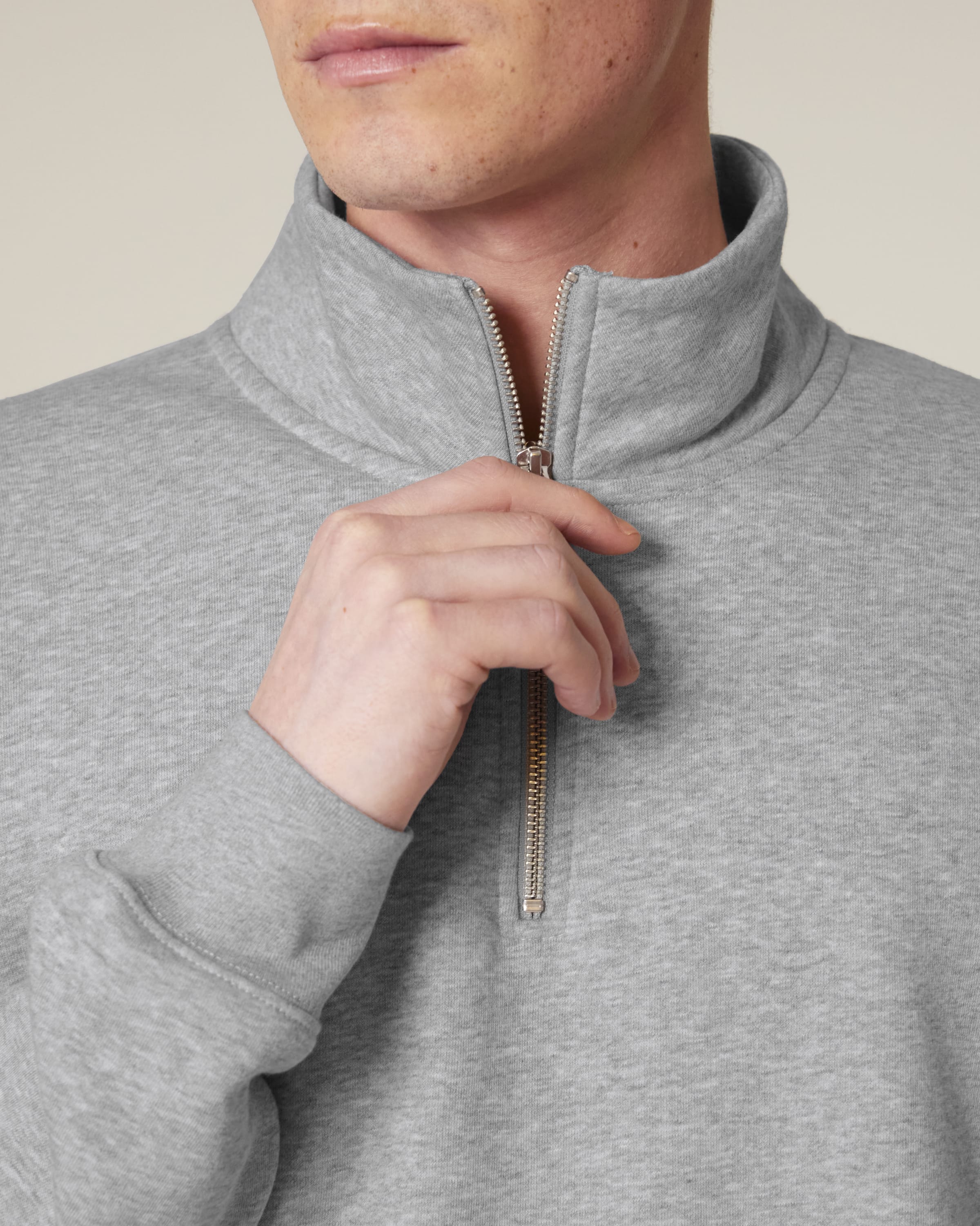 Organic Zip Neck Sweatshirt: Unisex