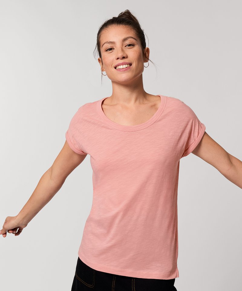Organic Slub Rolled Sleeve T-shirt Womens