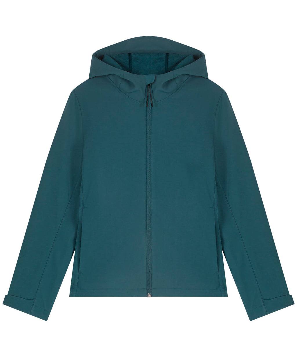 Recyled Polyester Hooded Softshell Jacket: Womens