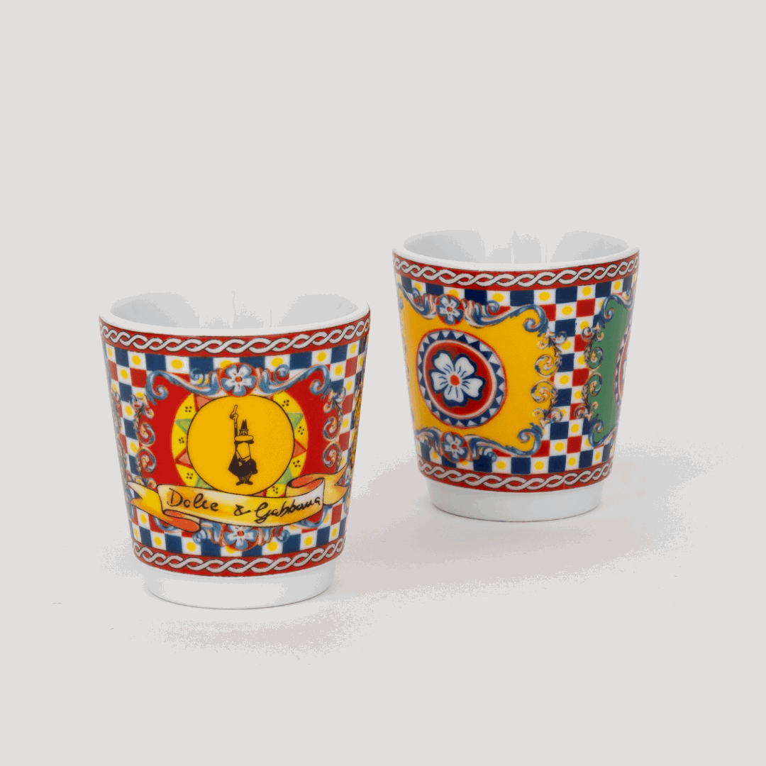 Bialetti X Dolce&Gabbana Sicilian Cart Gift Set (Moka 2 Cup, 2 Cups & Gold Stirrers)