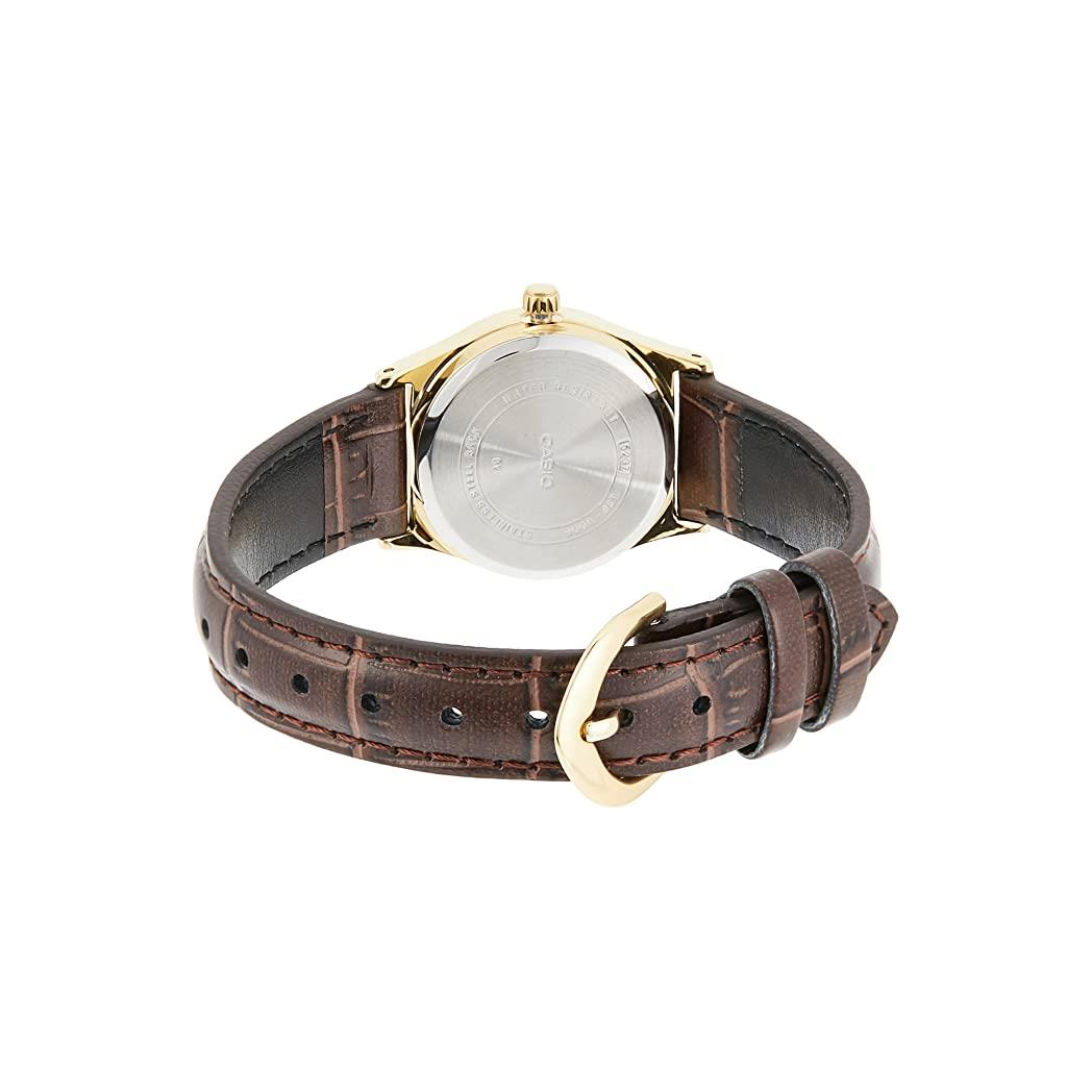 Casio Ladies Analogue Leather Strap Watch - LTP-V006GL-9BUDF