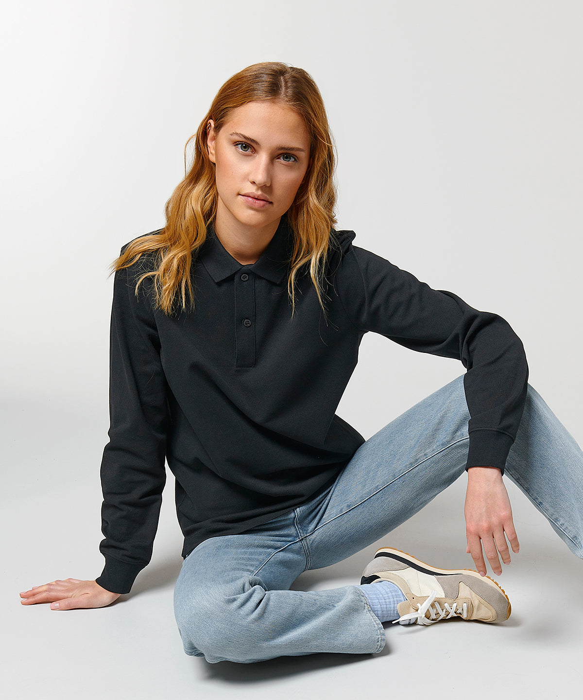 Organic Colours Long Sleeve Polo: Unisex